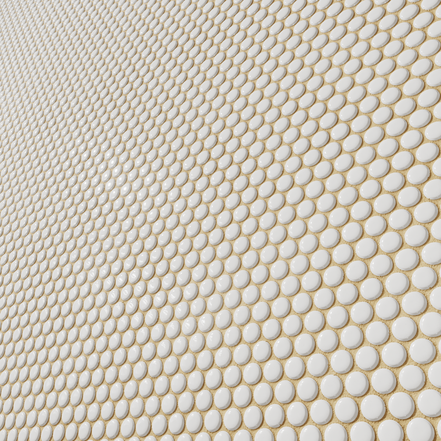 Penny Round Tile Texture, White
