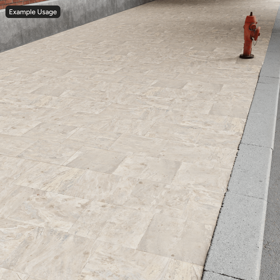 Dirty Travertine Stone Sidewalk Texture