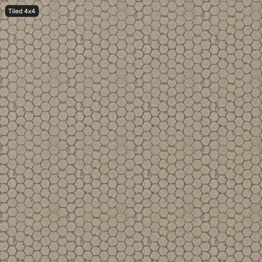 Worn Hexagonal Concrete Paver Texture, Grey