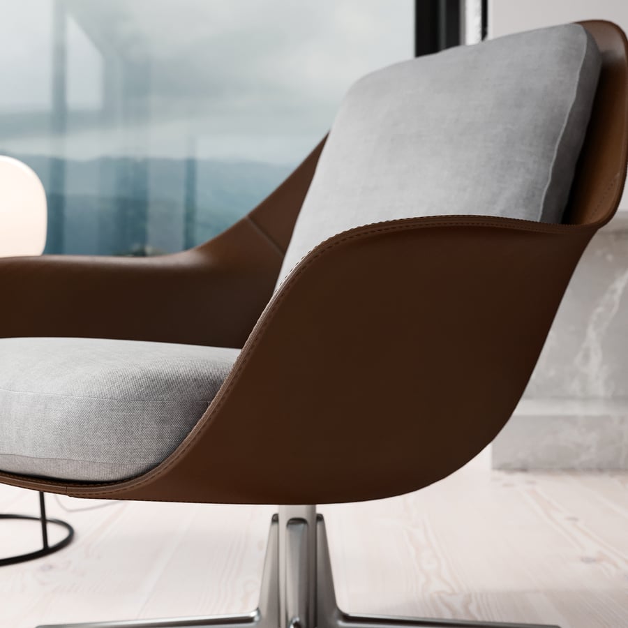 Réplica da poltrona Flexform Cocoa, castanho e cinzento