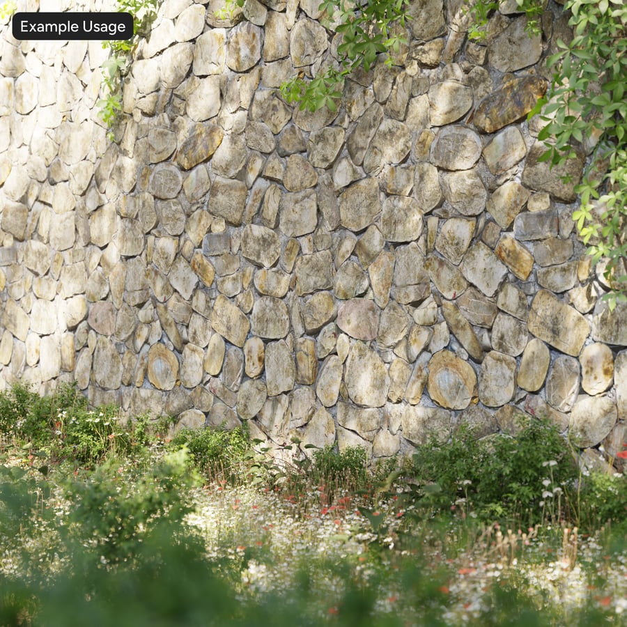 Rubble Stone Wall Texture, Mossy Tan