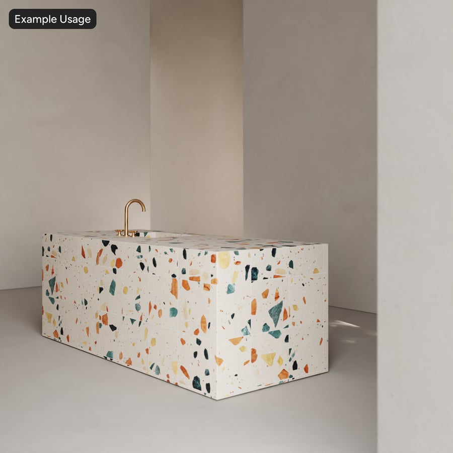 Textura de azulejo quadrado em terrazzo mate, creme manchado
