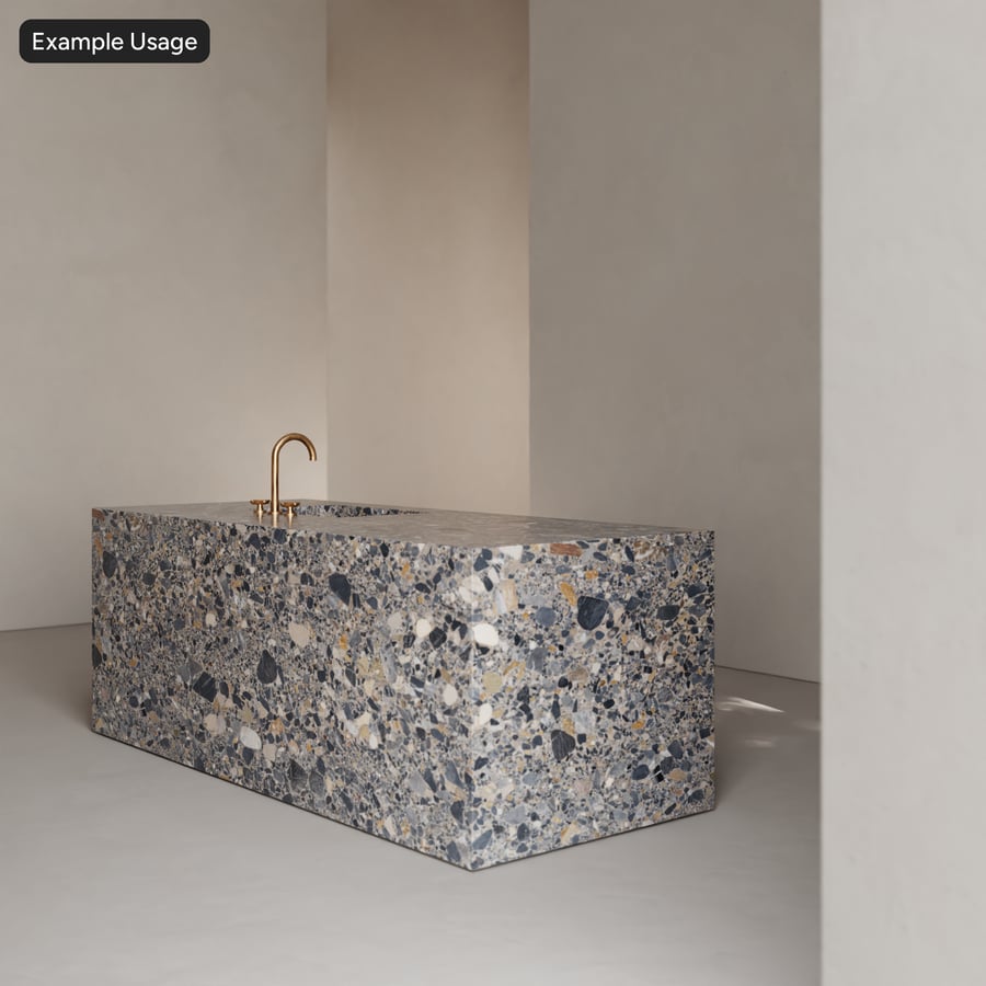 Cilalı Terrazzo Plaka Dokusu, Soğuk Gri