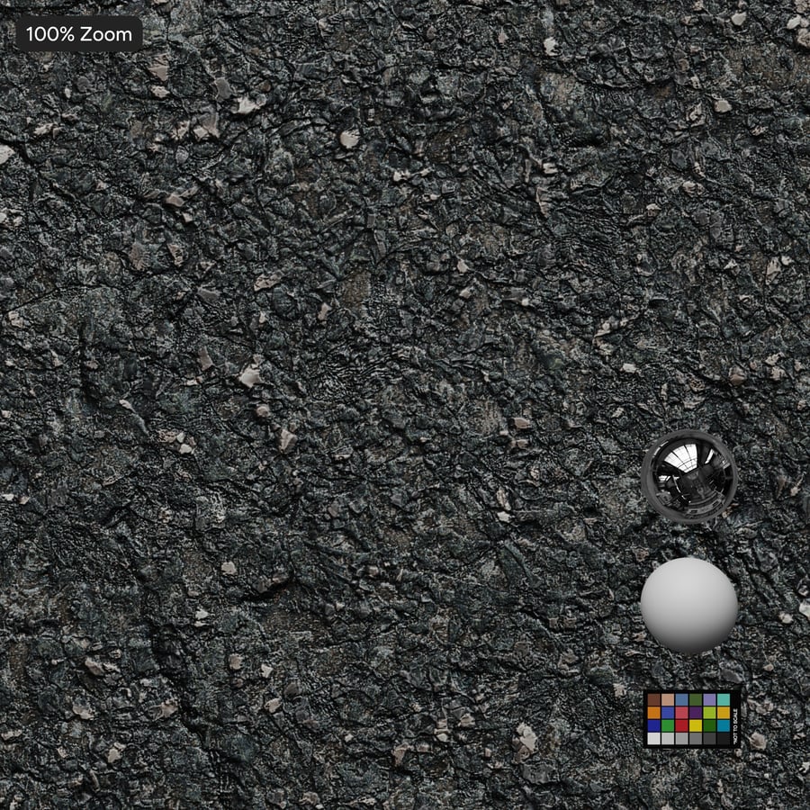 Lightly Worn Aggregate Asphalt Texture, Grey