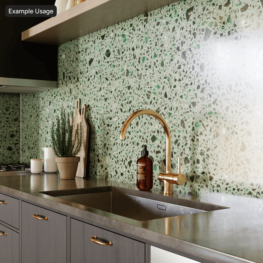 Large Chips Leaf Terrazzo Texture, Green