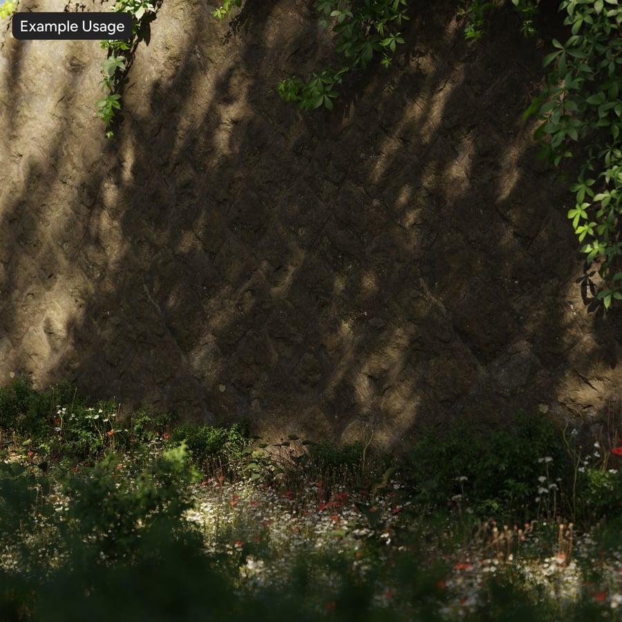 Mossy Retaining Diamond Patterned Rubble Stone Wall υφή