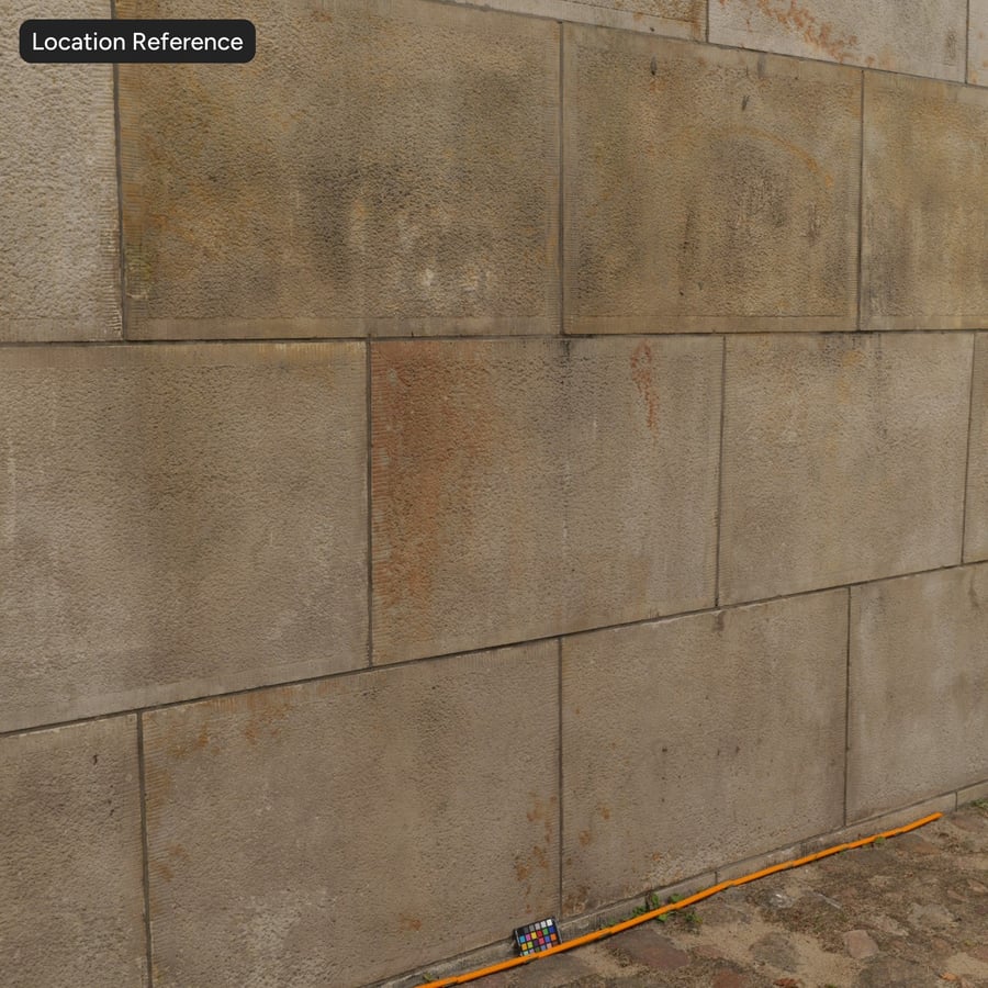 Limestone Bush-Hammered Block Wall, Sandy Beige
