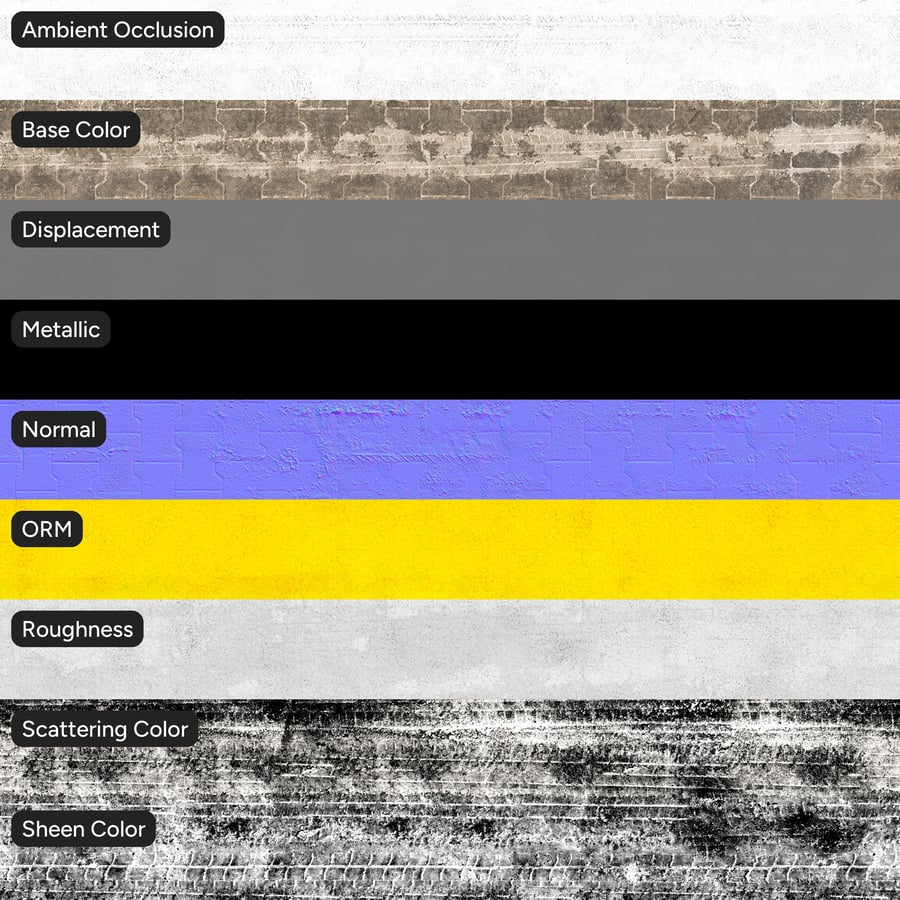 Tire Marks on Snowy Paver Texture