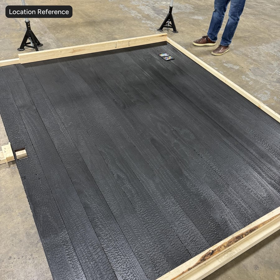 Charred Accoya Wood Board Texture, Black