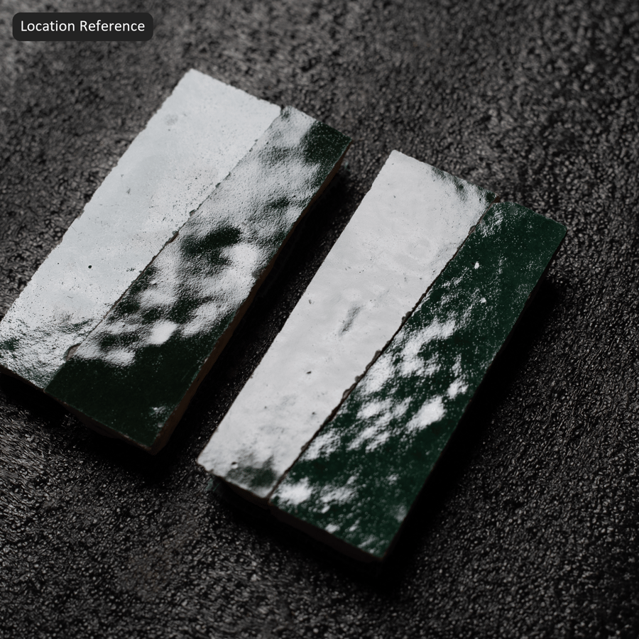 Stacked Trapezoidal Zellige Glossy Tile Texture, Green