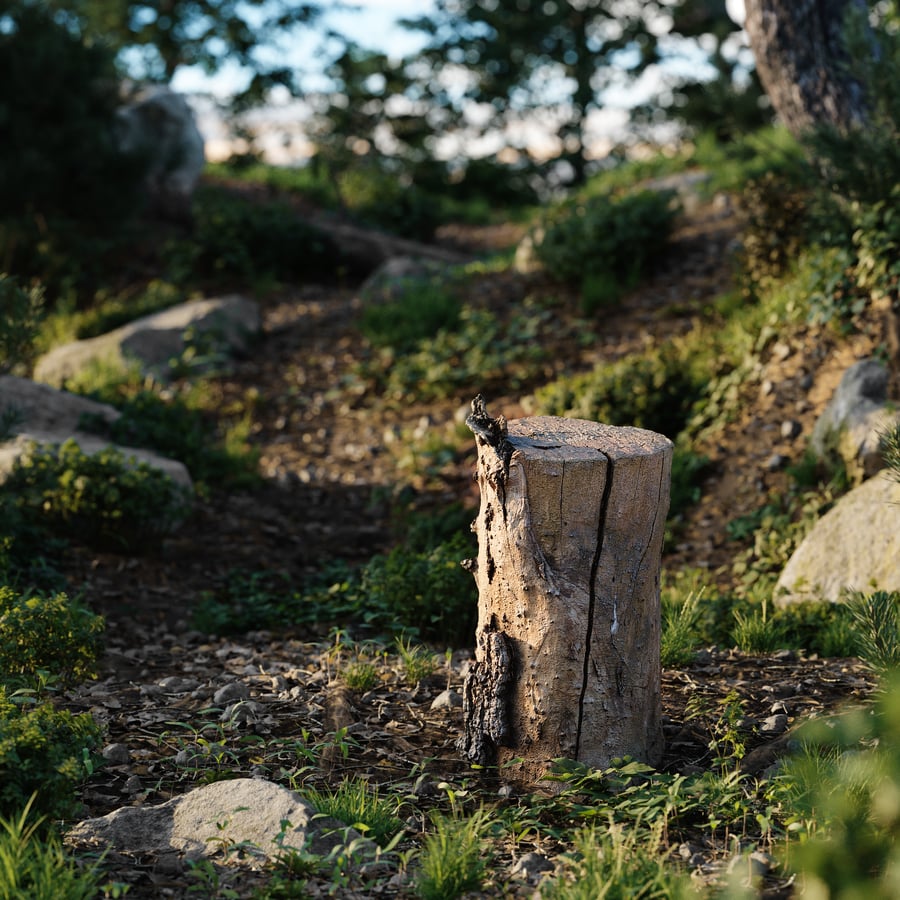 Medium Cut Bare Split Stump Model