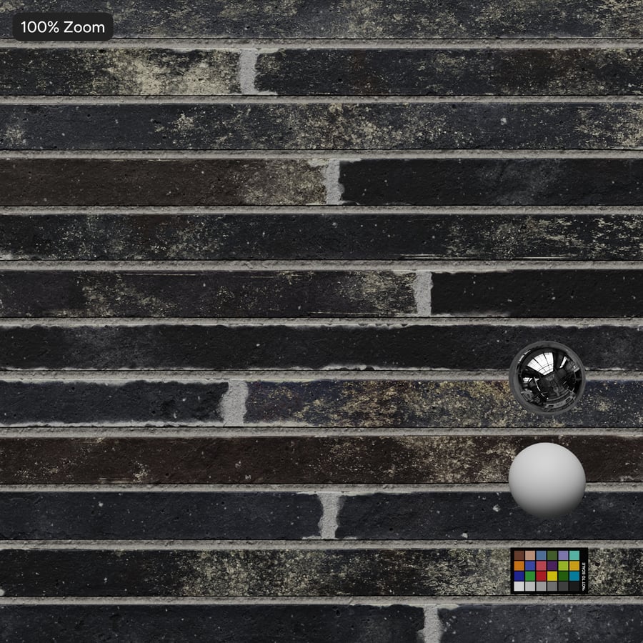 Long Slim Roman Bond Brick Wall Texture, Black