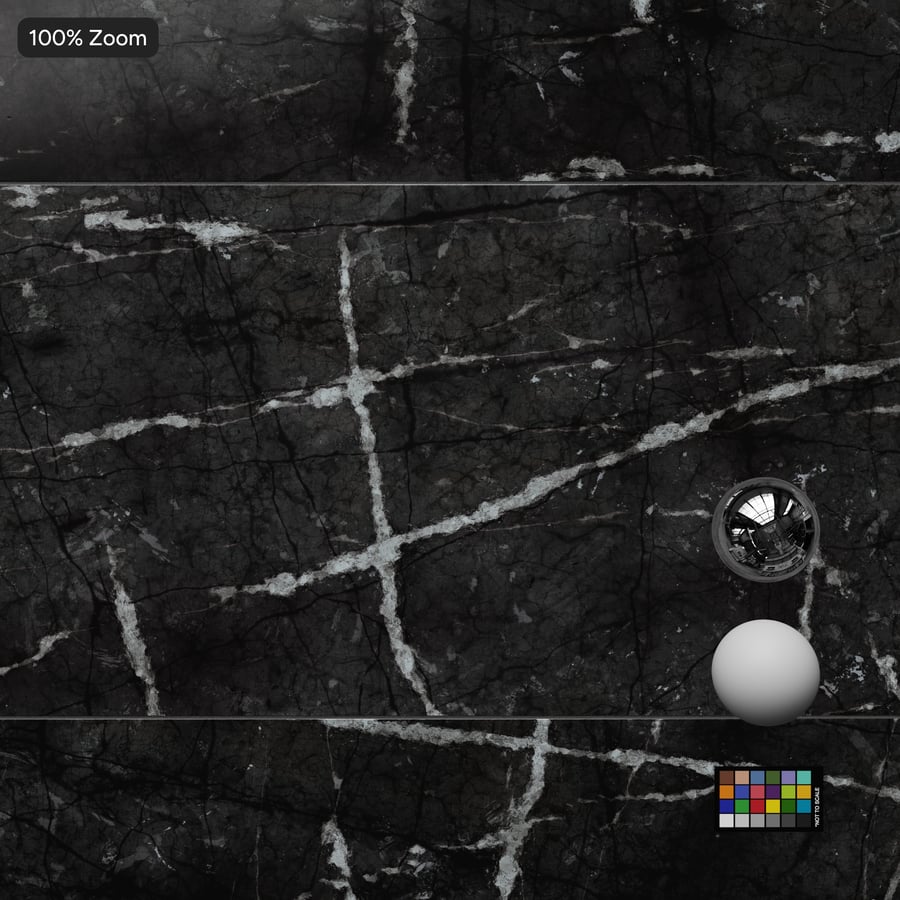 Rectangular Marble Matte Tile Texture, Obsidian Vein