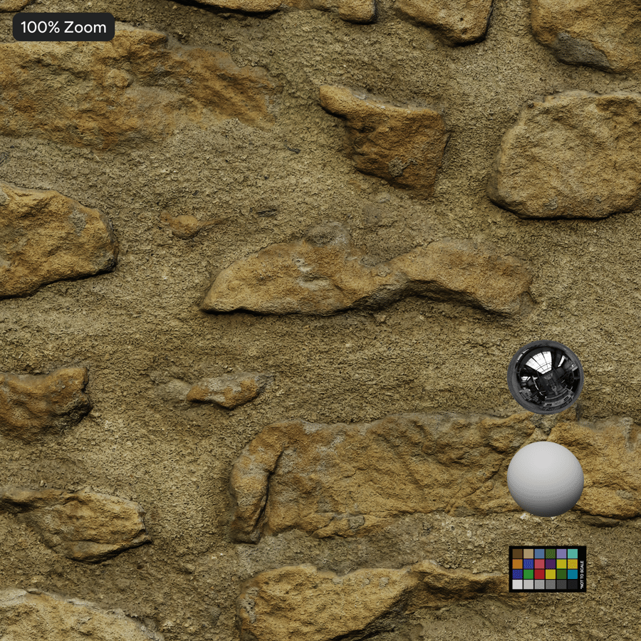 Heavy Mortared Rubble Stone Wall Texture, Sandstone