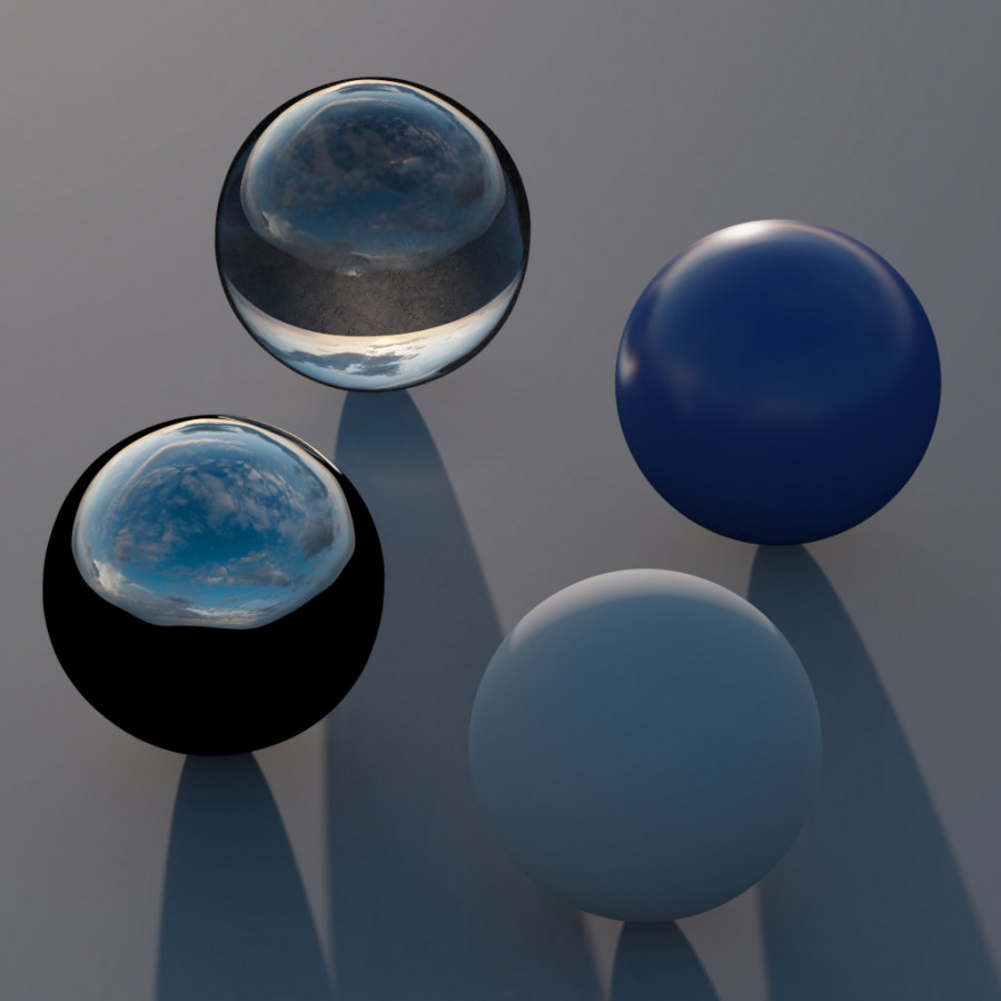 Ciel HDRI avec nuages épars sombres au coucher du soleil