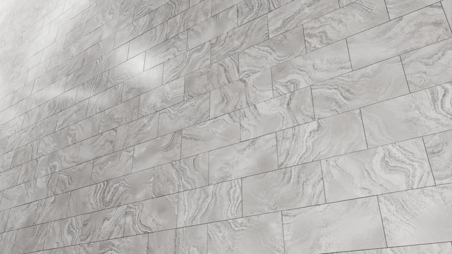Honed Brick Bond Tiles Sirio Marble Texture, Grey