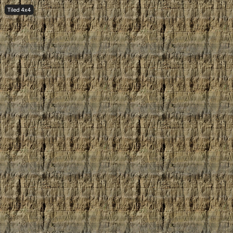 Texture di parete rocciosa sedimentaria stratificata, color sabbia