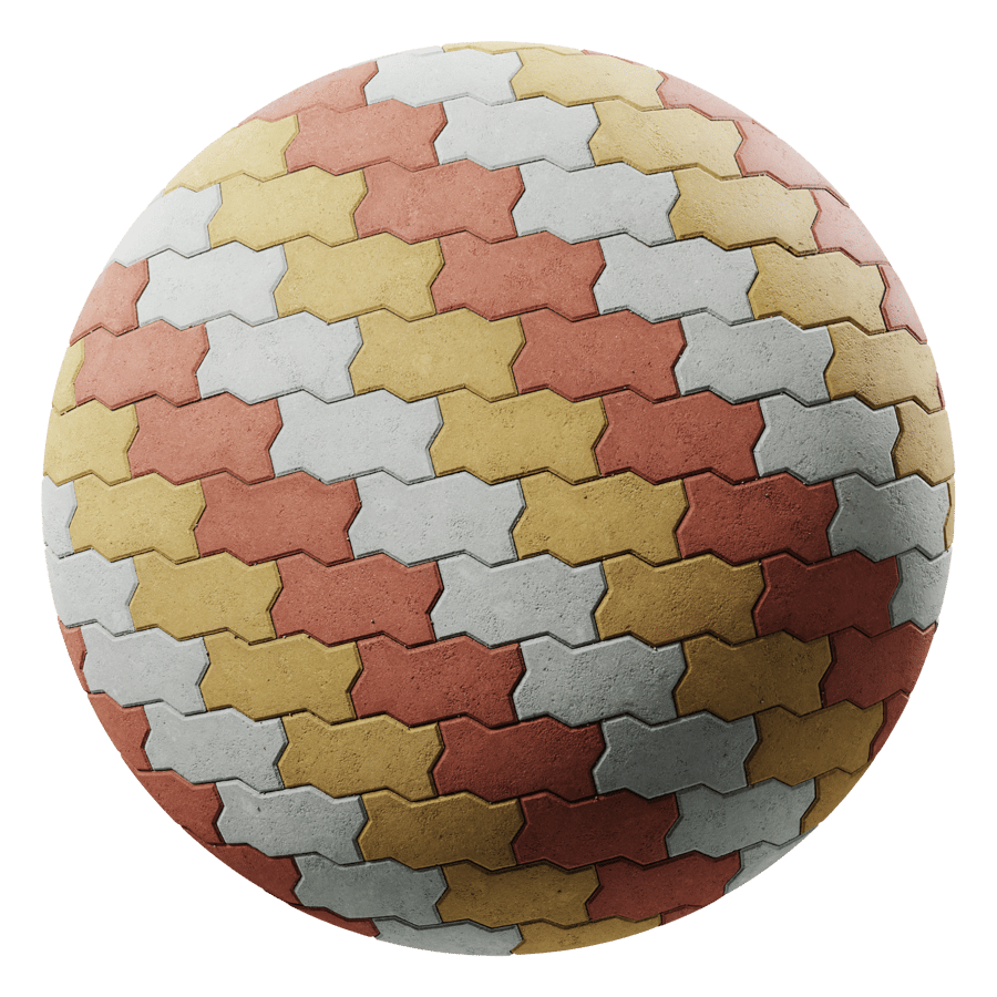 Multicolored Offset Zigzag Concrete Paving Texture