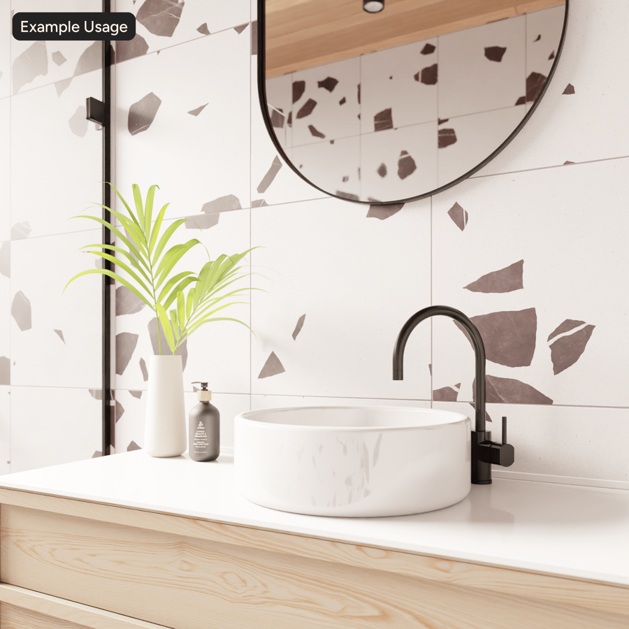 Vierkante Terrazzo Matte Tegelstructuur, Dalmatisch Wit