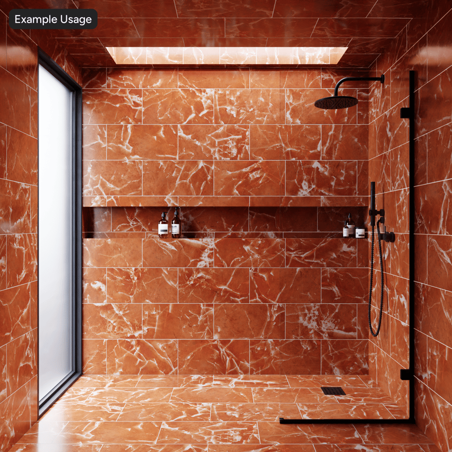 Rectangular Offset Marble Matte Tile Texture, Red Orange