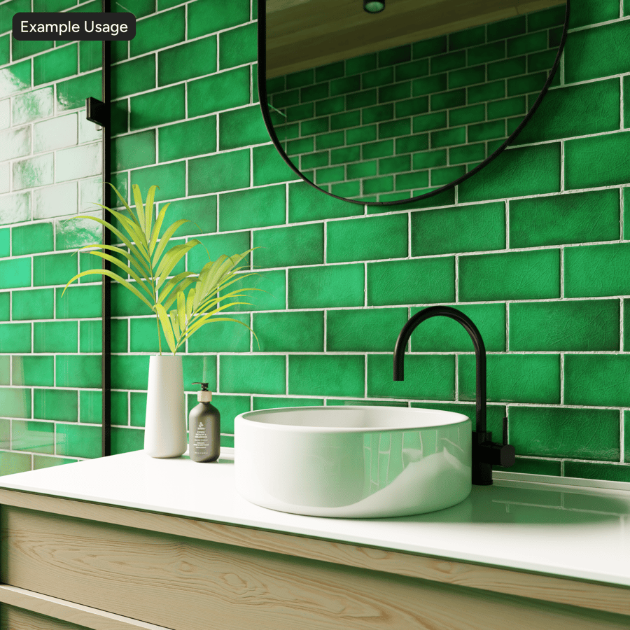 Rechthoekige keramische tegel met glanzende textuur, Emerald Green