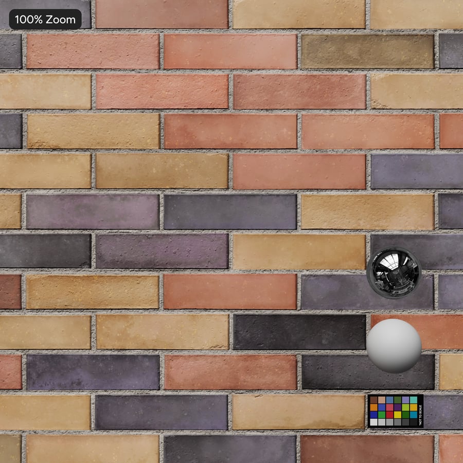 Sandfaced Running Bond Brick Wall Texture, Multicolored