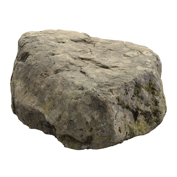 Lightly Mossy Smooth Large Rock Boulder Model