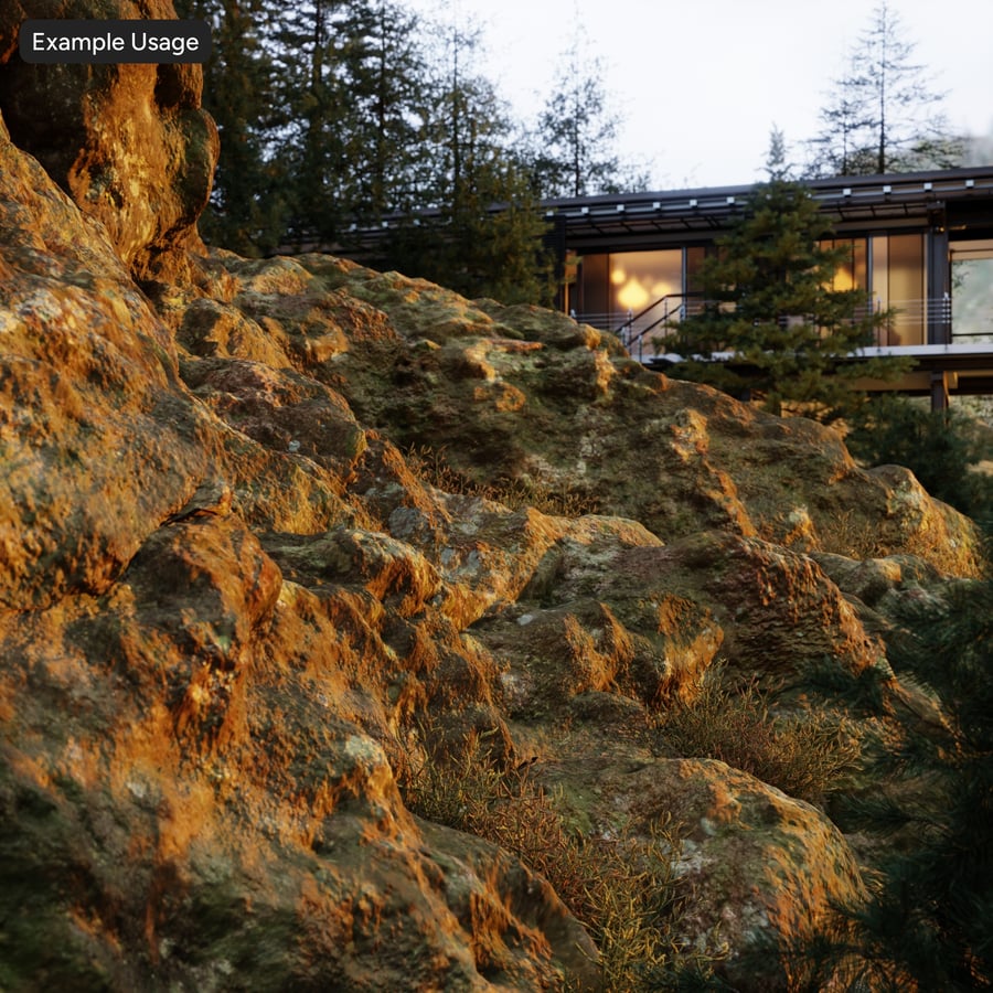 Textura de rocha de penhasco coberta por musgo pesado