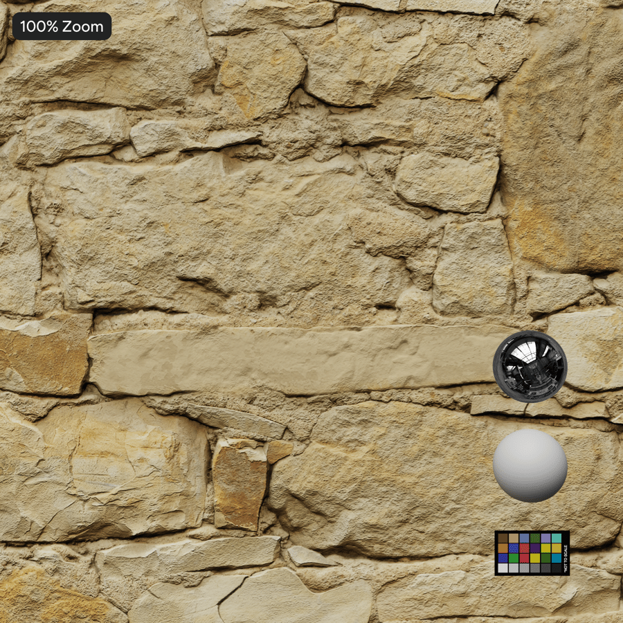 Rustic Rubble Stone Wall Texture, Yellow