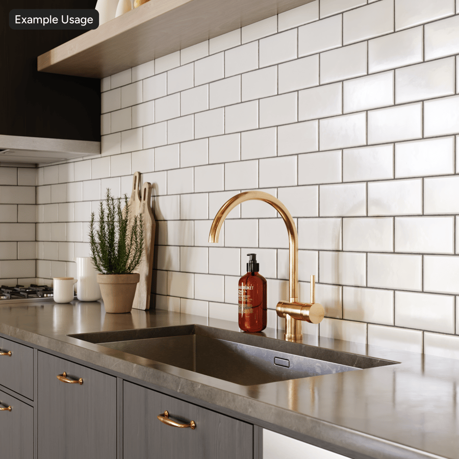 Textura de azulejo cerâmico brilhante retangular com desvio, branco