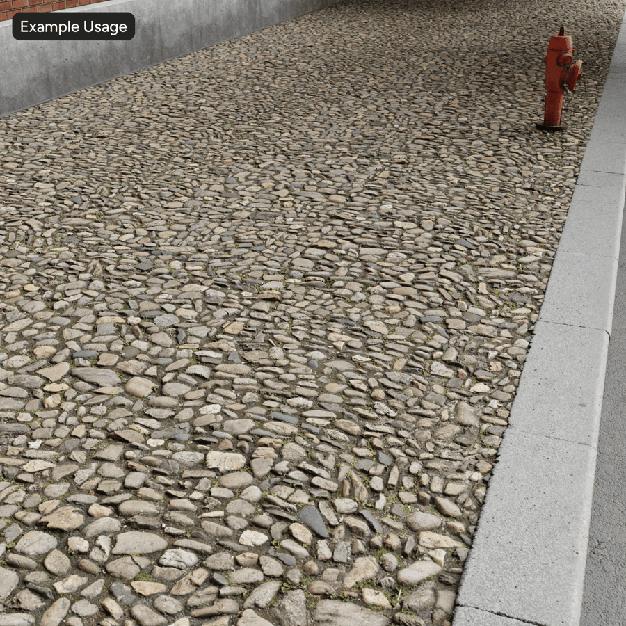 Erbacce su un acciottolato rustico