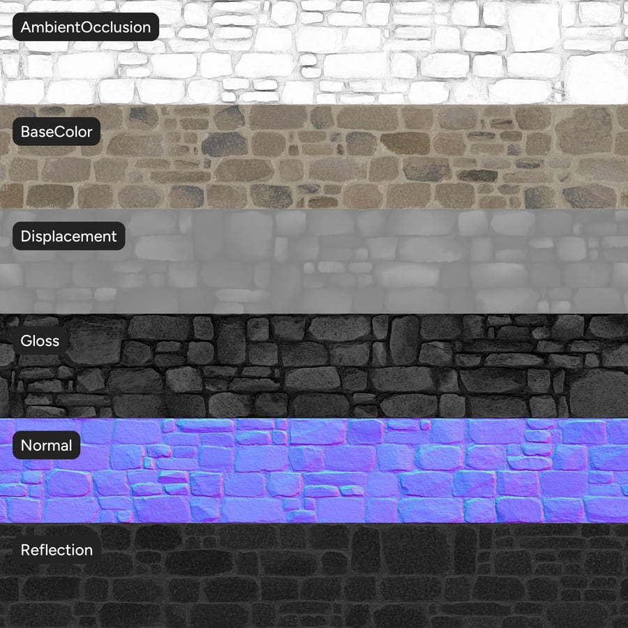 Old Rubble Stone Wall Texture, Beige & Grey