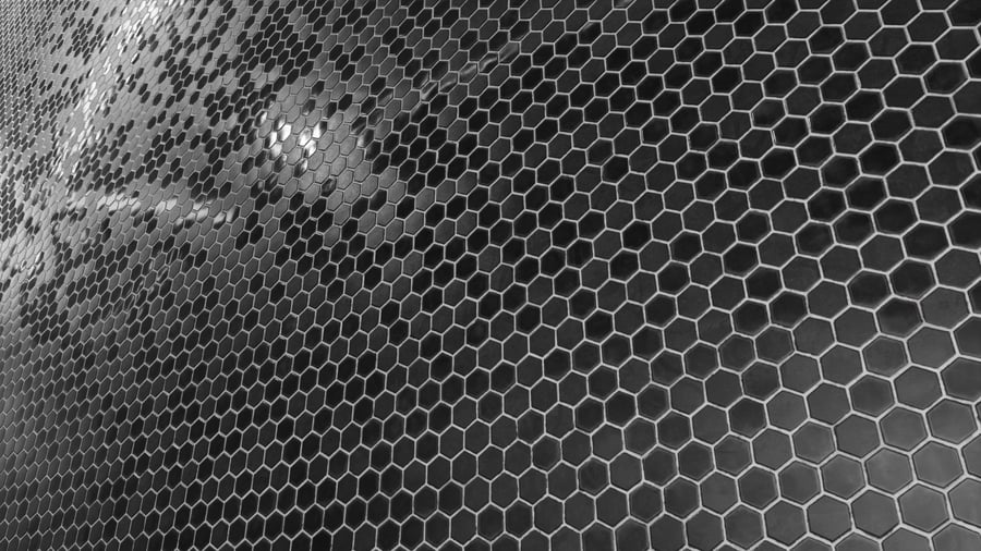 Hexagonal Ceramic Glossy Tile Texture, Ebony