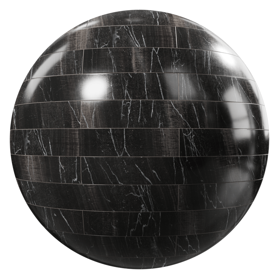 Honed Brick Bond Tiles Nero Belvedere Marble Texture, Black