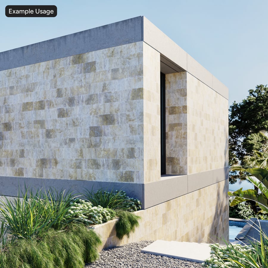 Textura de azulejo travertino retangular com desvio, areia dourada