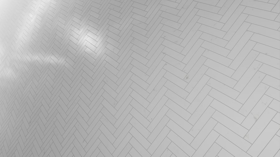 Honed Herringbone Tiles Spider Marble Texture, White