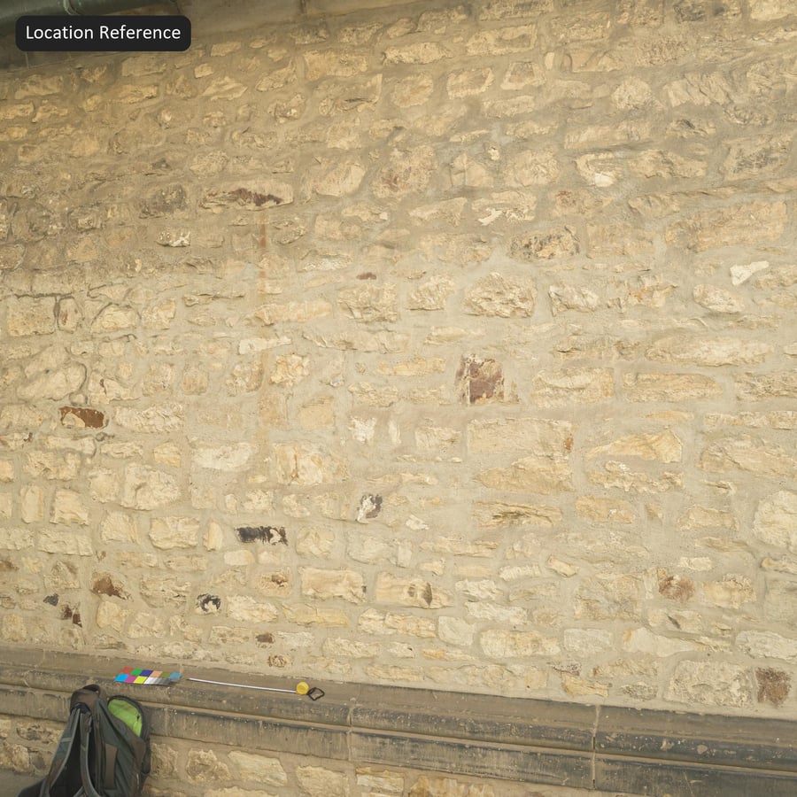 Kết cấu tường gạch đá phong hóa, màu vàng