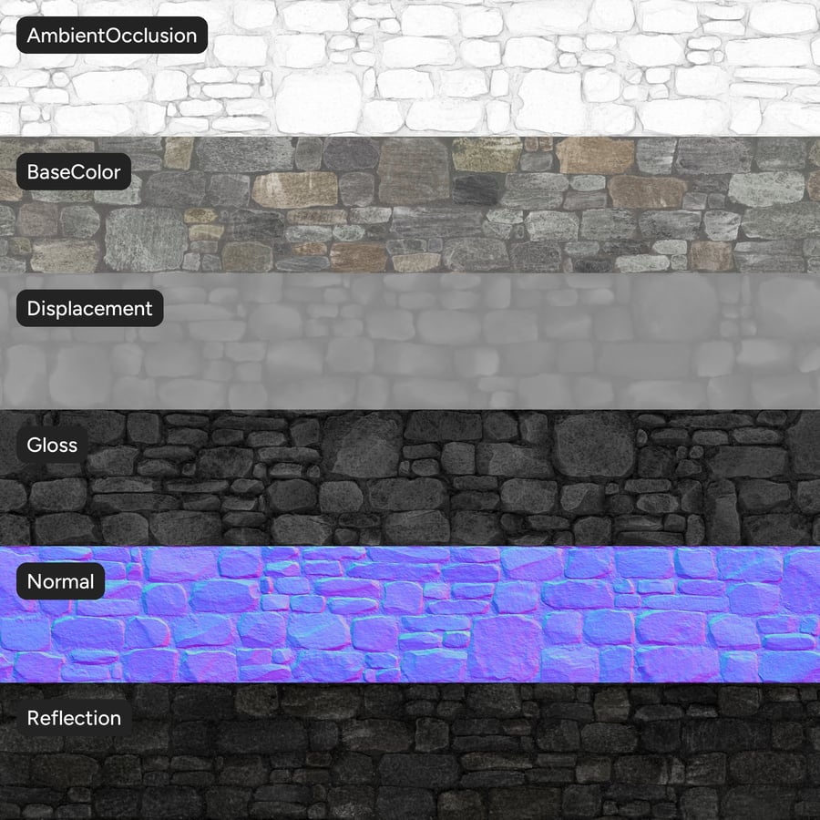 Granite Rubble Stone Wall Texture, Mixed