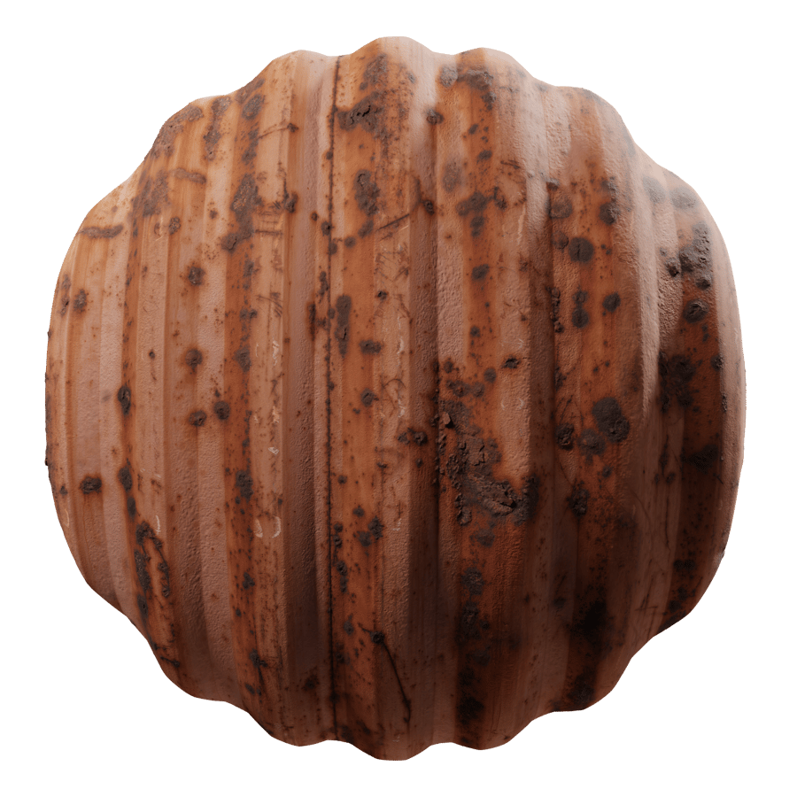 Vecchia struttura in metallo ondulato arrugginito