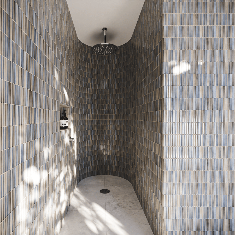 Mixed Yubi Mosaic Finger Tile Texture, Blue