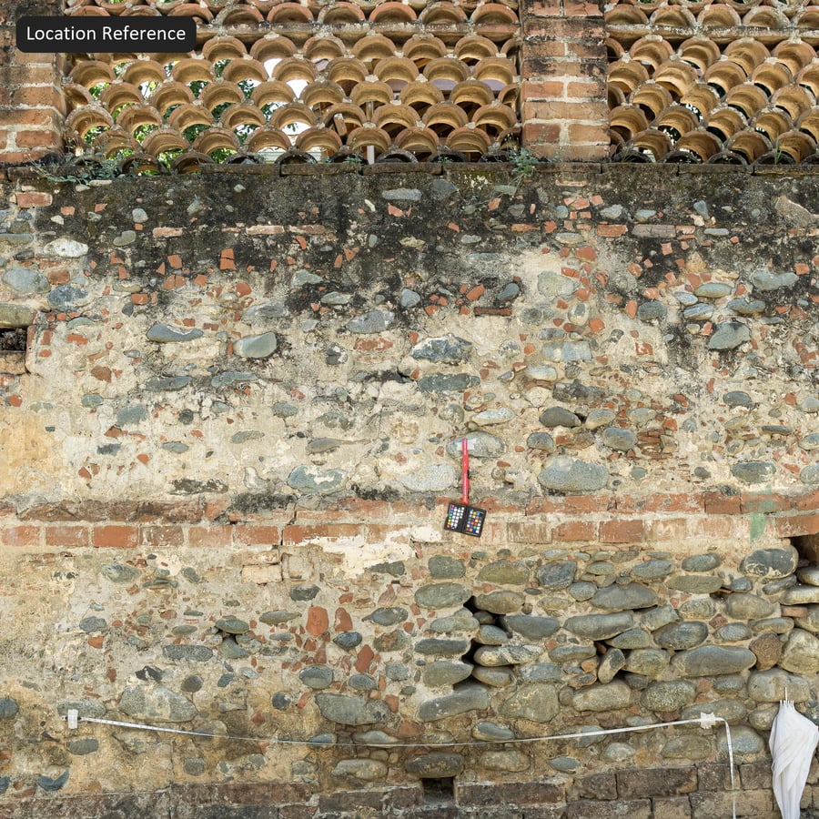 Weathered Layered Brick and Rubble Wall Texture