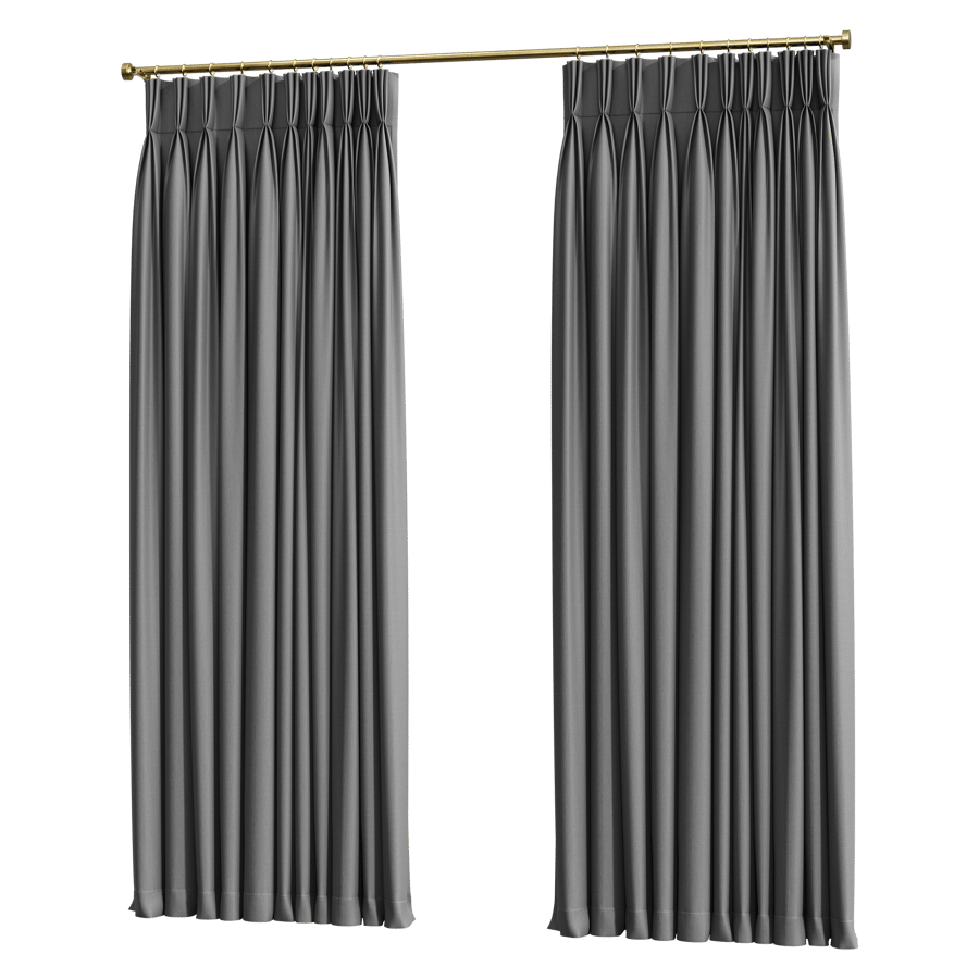 Pinch Pleat Partly Open Curtains Model, Grey
