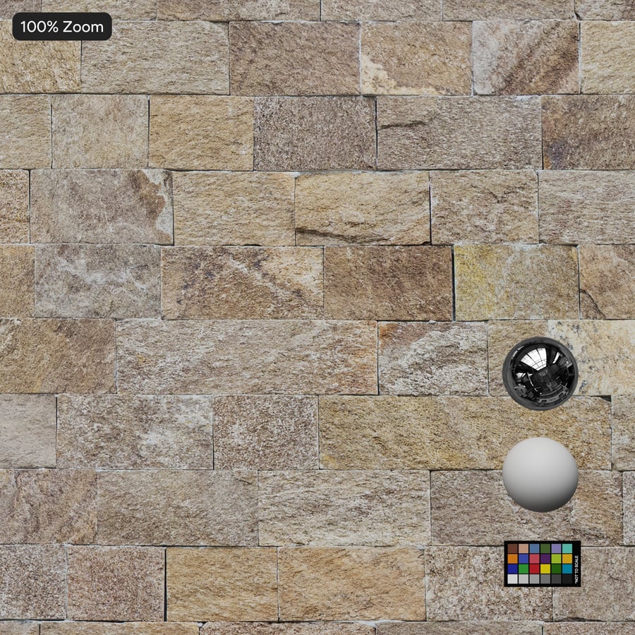 Sandstone Ledger Stone Wall Texture, Light Brown