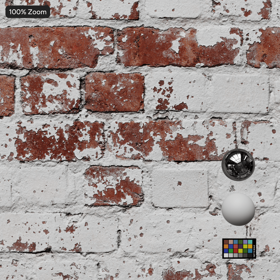Old Whitewashed Running Bond Brick Texture, Red