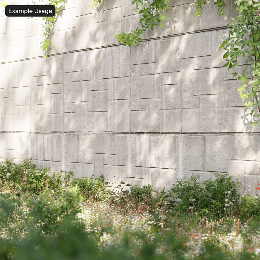 Muro di contenimento in pietra con macchie irregolari