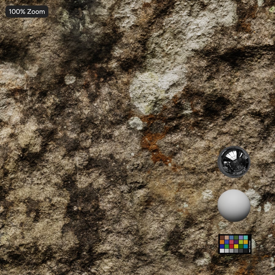 Texture roccia scoscesa macchiata di licheni