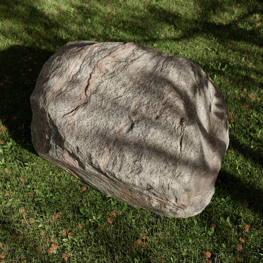 Pale Notched Round Rippled Large Rock Boulder Model