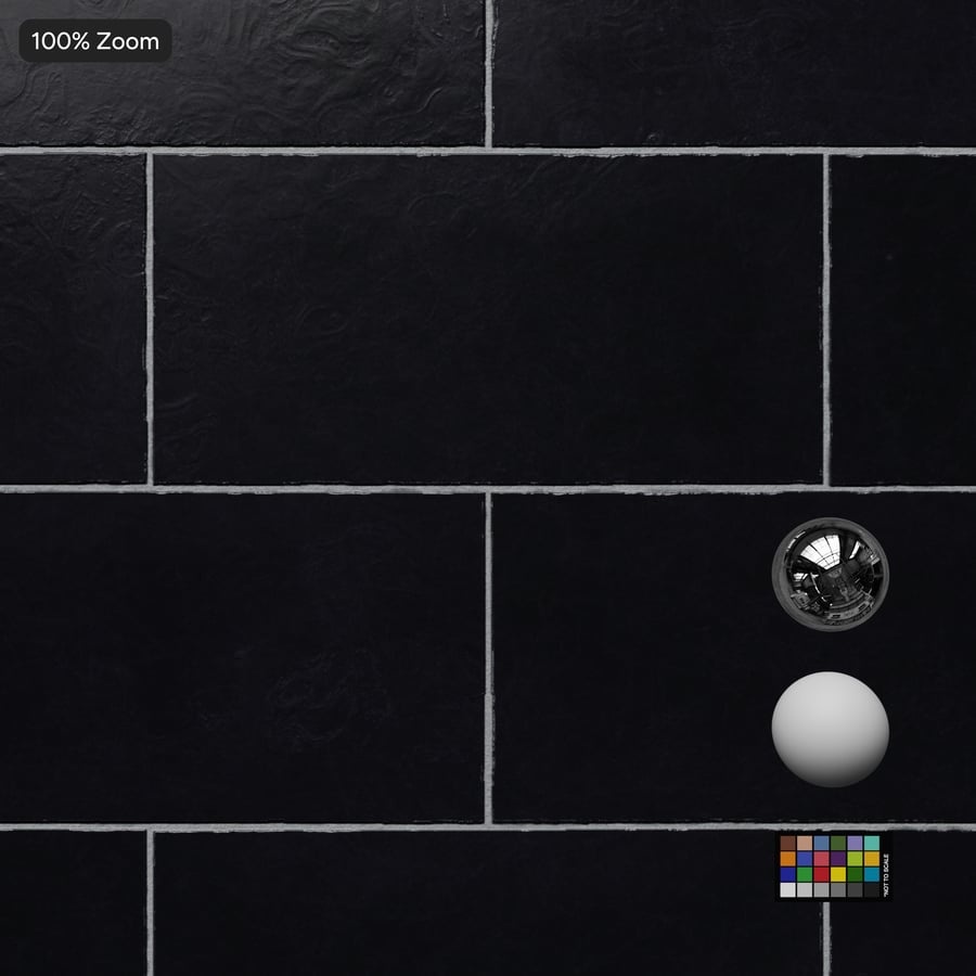 Rectangular Offset Graphite Glossy Tile Texture, Black