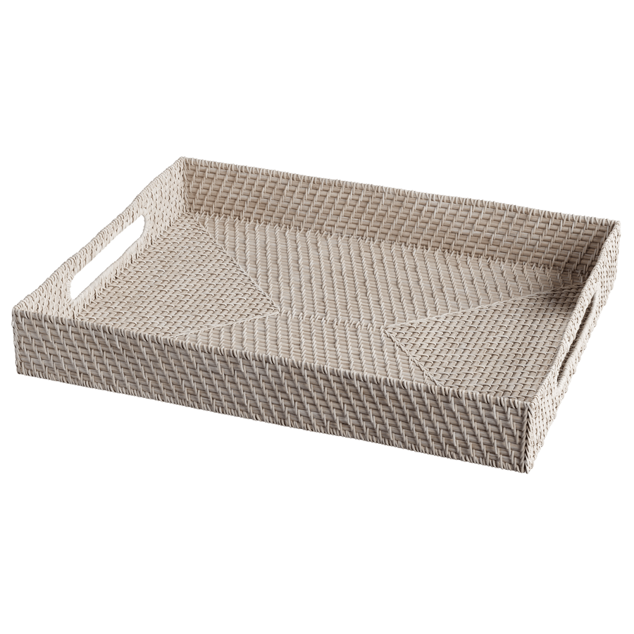 Rattan Tray Model, White