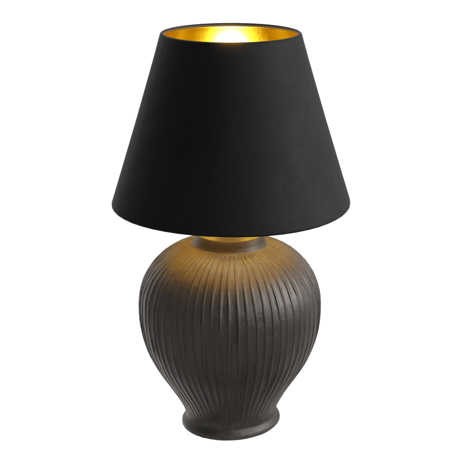 Eno Ceramic Kelantis Carved Shade Lamp Model, Black